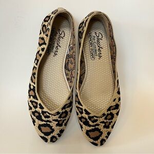 🐆 Skechers Leopard Print Knit Ballet Flats | Air-Cooled Memory Foam Sz 7.5